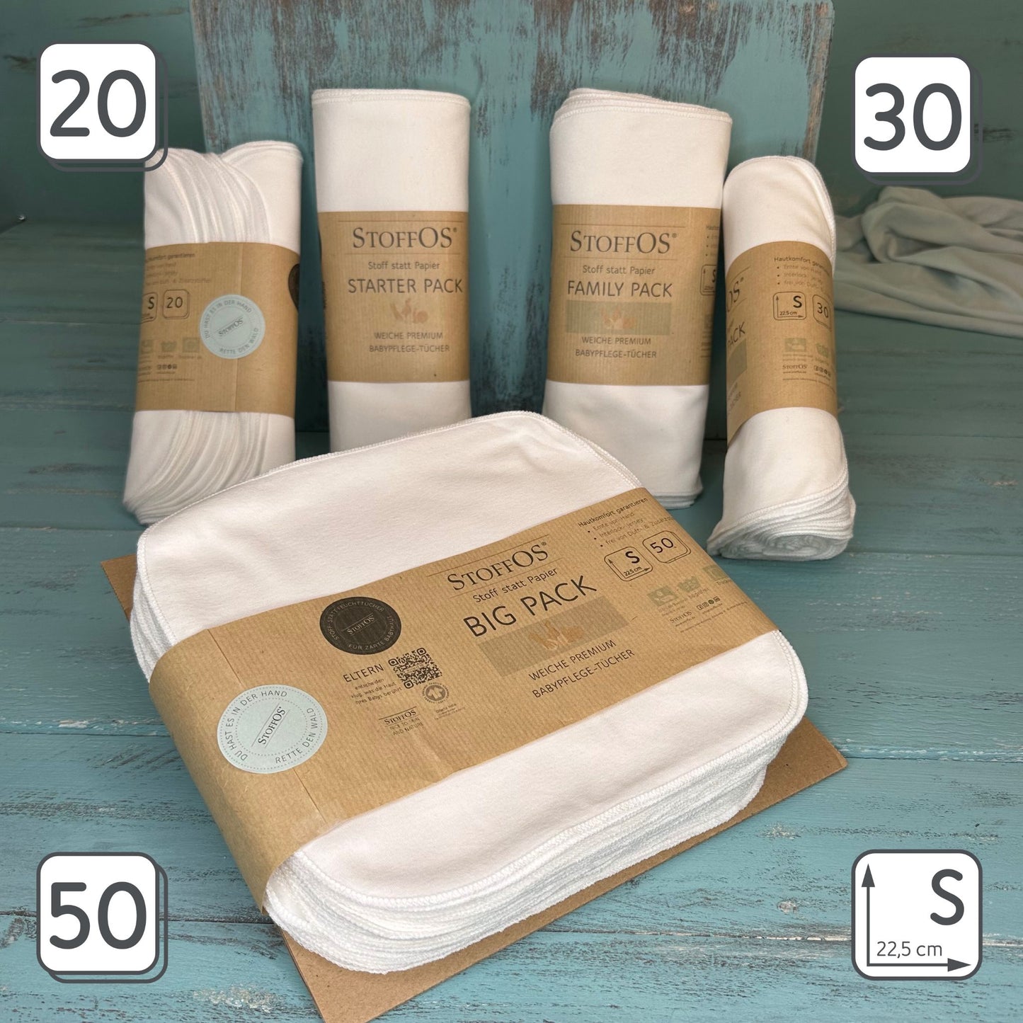 Cloth handkerchiefs, white set of 20 22.5 cm x 22.5 cm "Overdose"