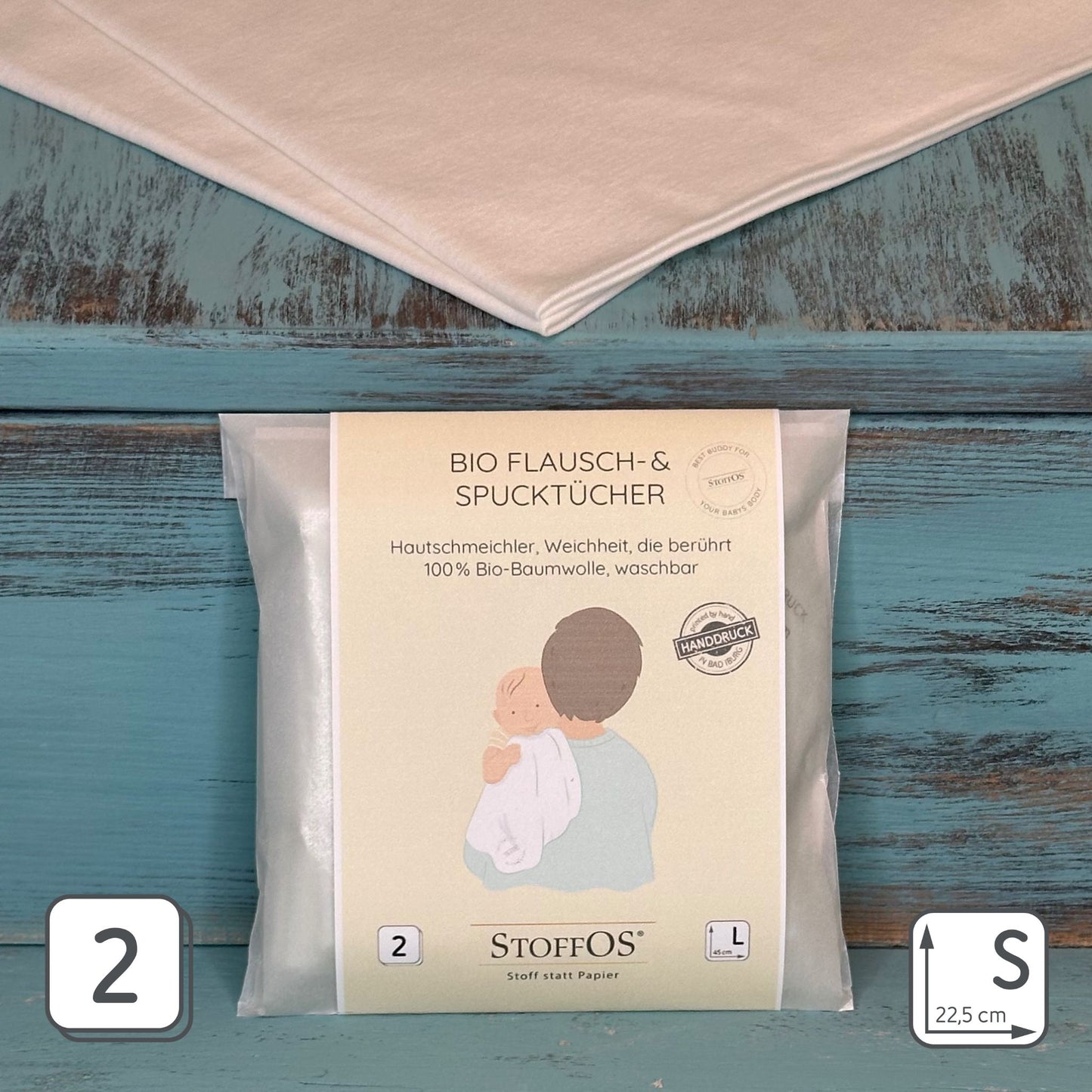 Babypflege Spucktücher und Flauschtücher Bio 2er L HANDDRUCK