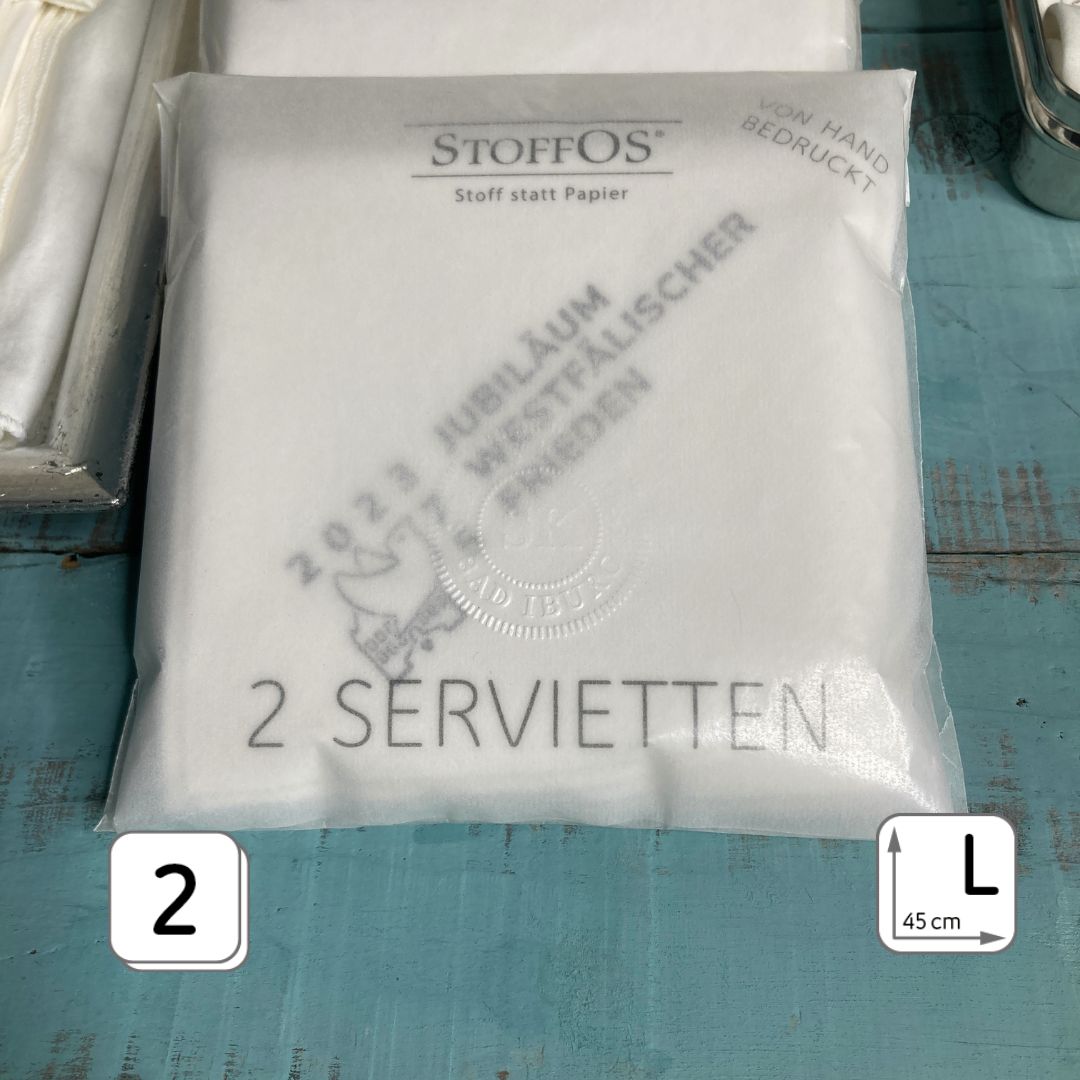 Stoffservietten, HANDDRUCK 375 Jahre Westf. Frieden mit Knopfloch