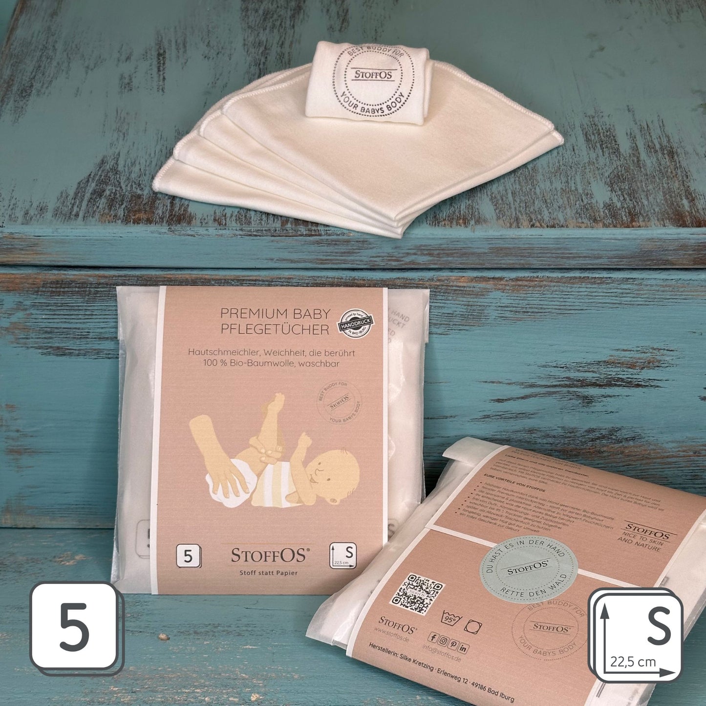 Baby wipes hand-printed with wild and meadow animals