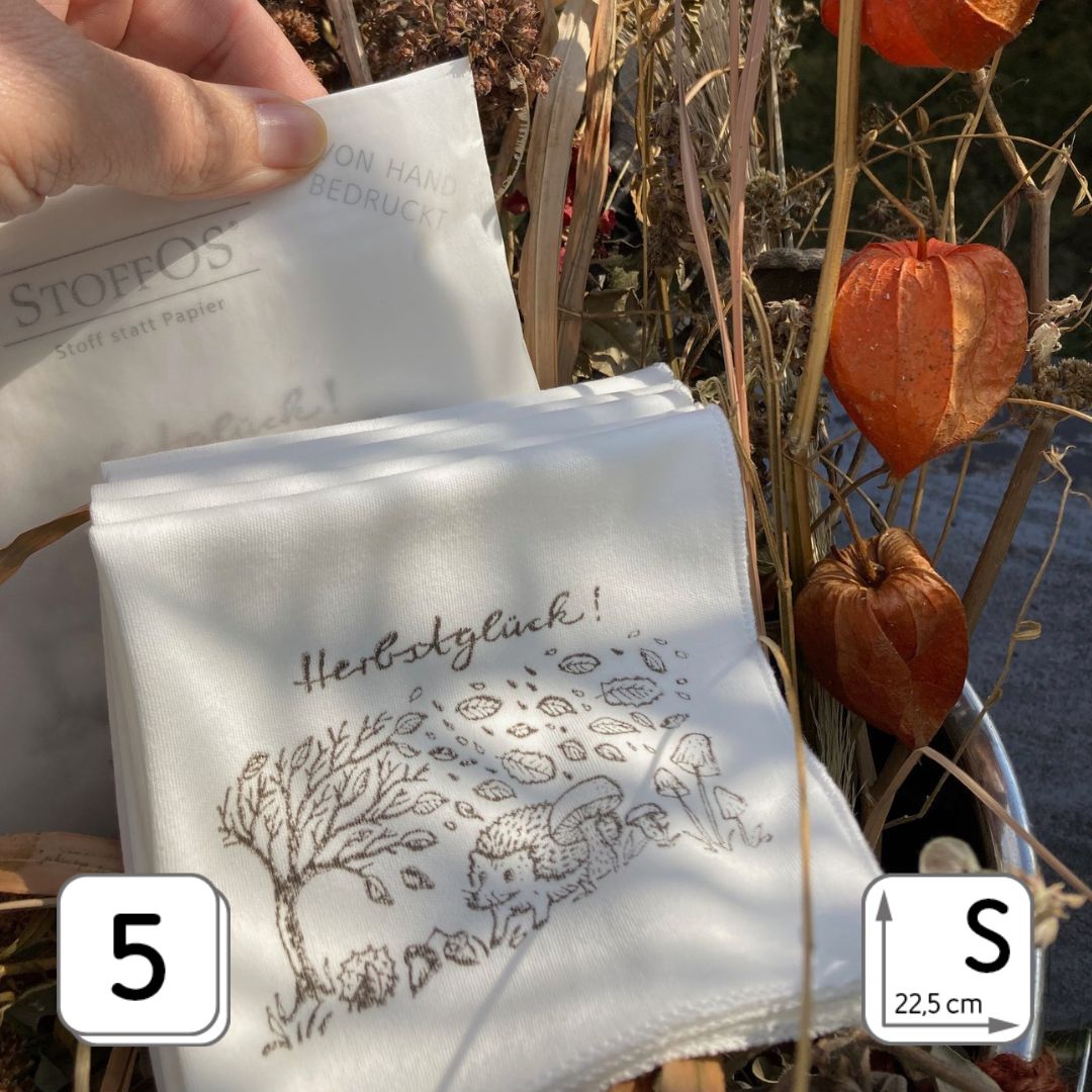 Stofftaschentücher S HANDBEDRUCKT, Tuch- Motiv HERBSTGLÜCK BioBaumwolle