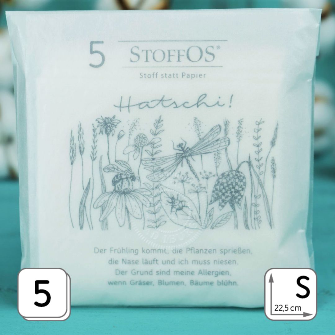 Stofftaschentücher, weiß, Verpackungs-Motiv HATSCHI! mit Gedicht