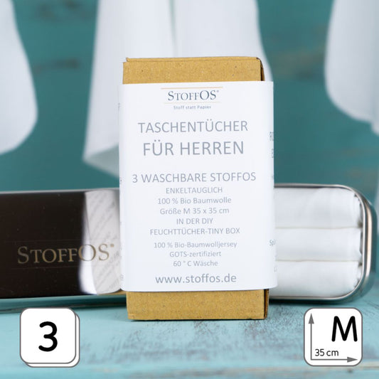 Herrentaschentücher Bio weiß M 3er Tiny Box
