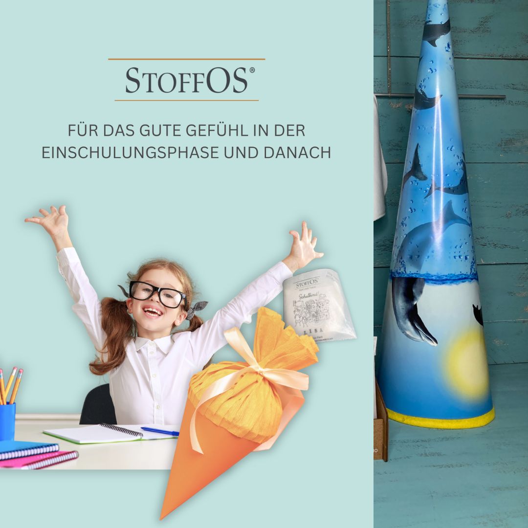 Kinderstofftaschentücher Schulkind HANDBEDRUCKT mit VORNAME 2+5=7er-Set BioBaumwolle