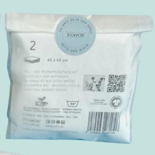 Rückseite Verpackung 2er Pergamintüte mit Waschhinweis bis 60 °C