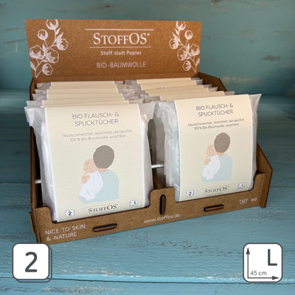 Baby-Pflege-Spuck &  Flauschtücher mit Knopfloch Bio, 2er L weiß