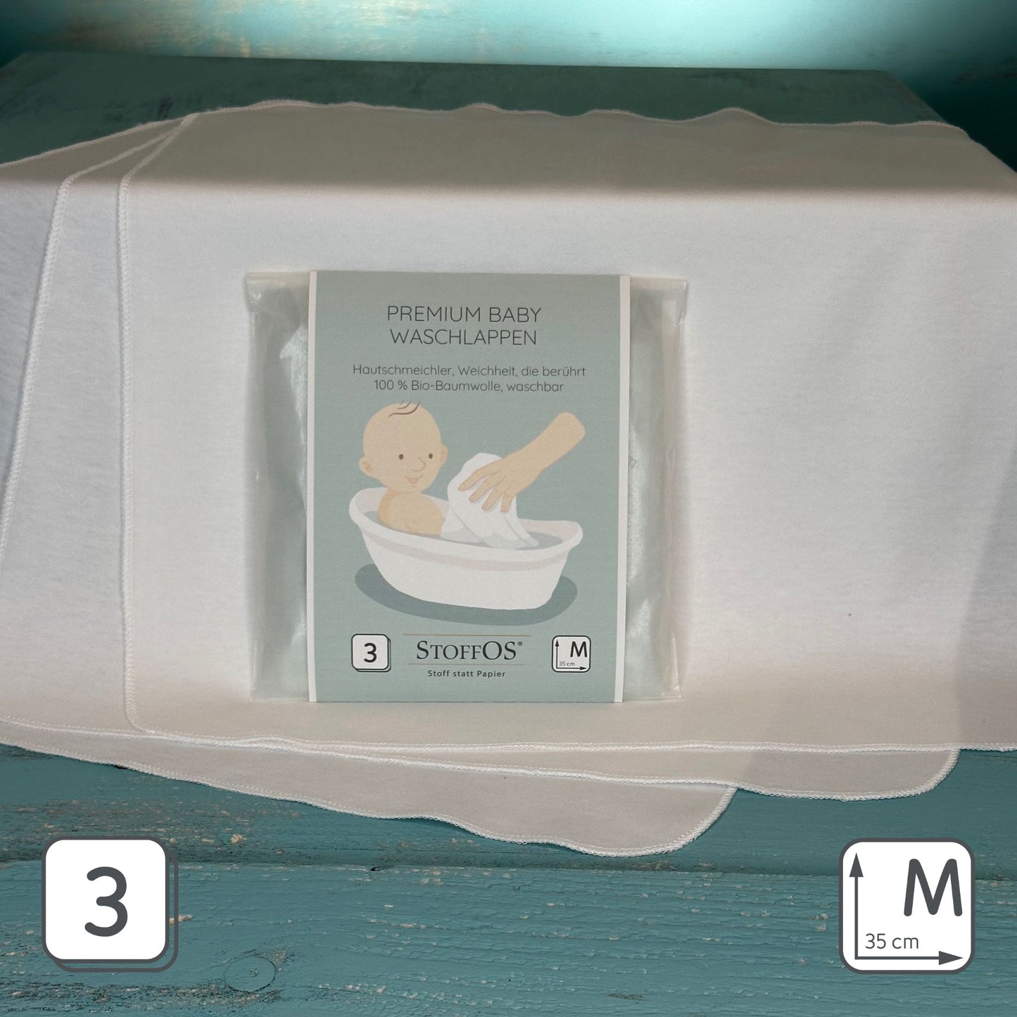 Baby-Pflegetücher-Waschlappen, 3er weiß M