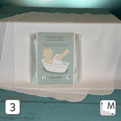 Baby-Pflegetücher-Waschlappen, 3er weiß M