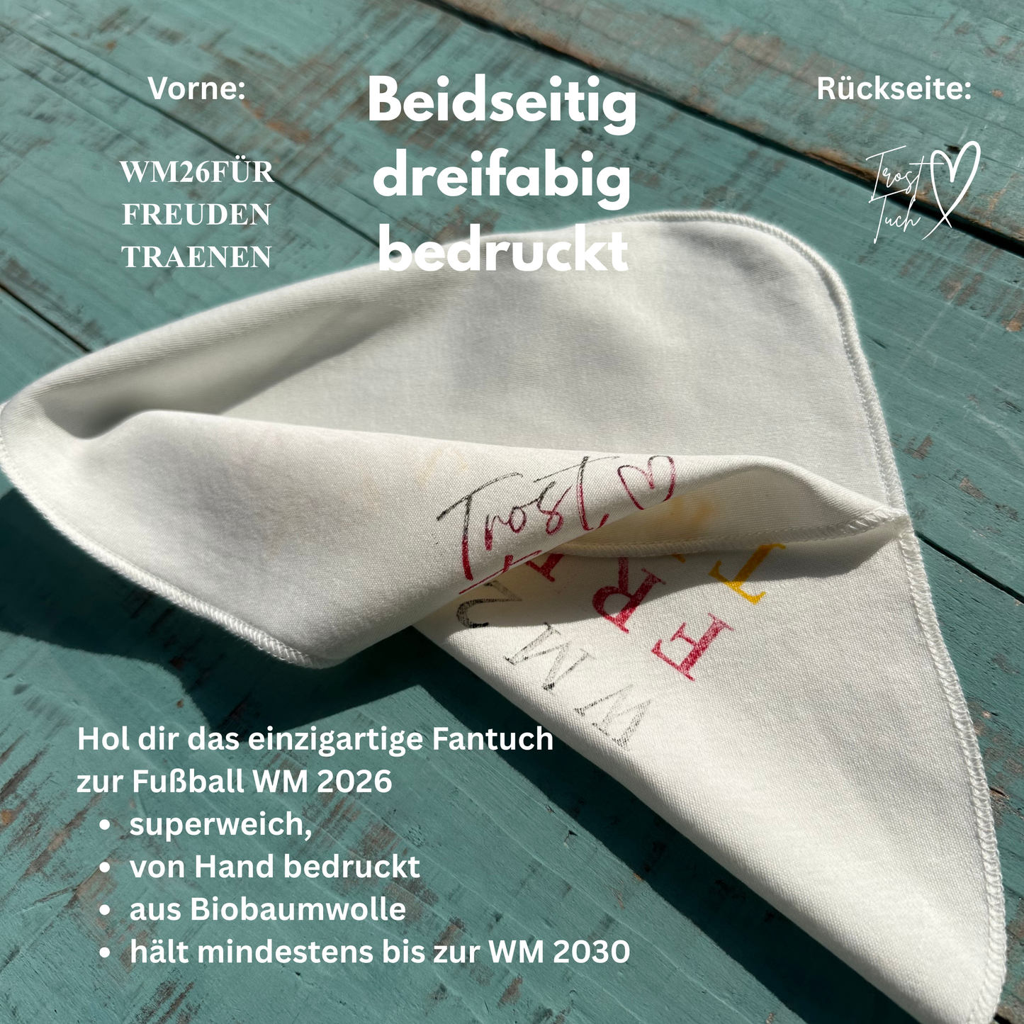 WM 2026 Fußball FAN Tuch Handdruck