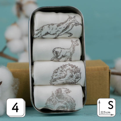 Stofftaschentücher HANDBEDRUCKT  Heimische Wildtiere in TINY BOX