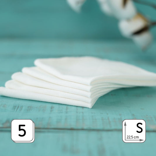 Cloth handkerchiefs, white, set of 5, 22.5 x 22.5 cm StoffOS packaging motif PUR or COTTON TWIG