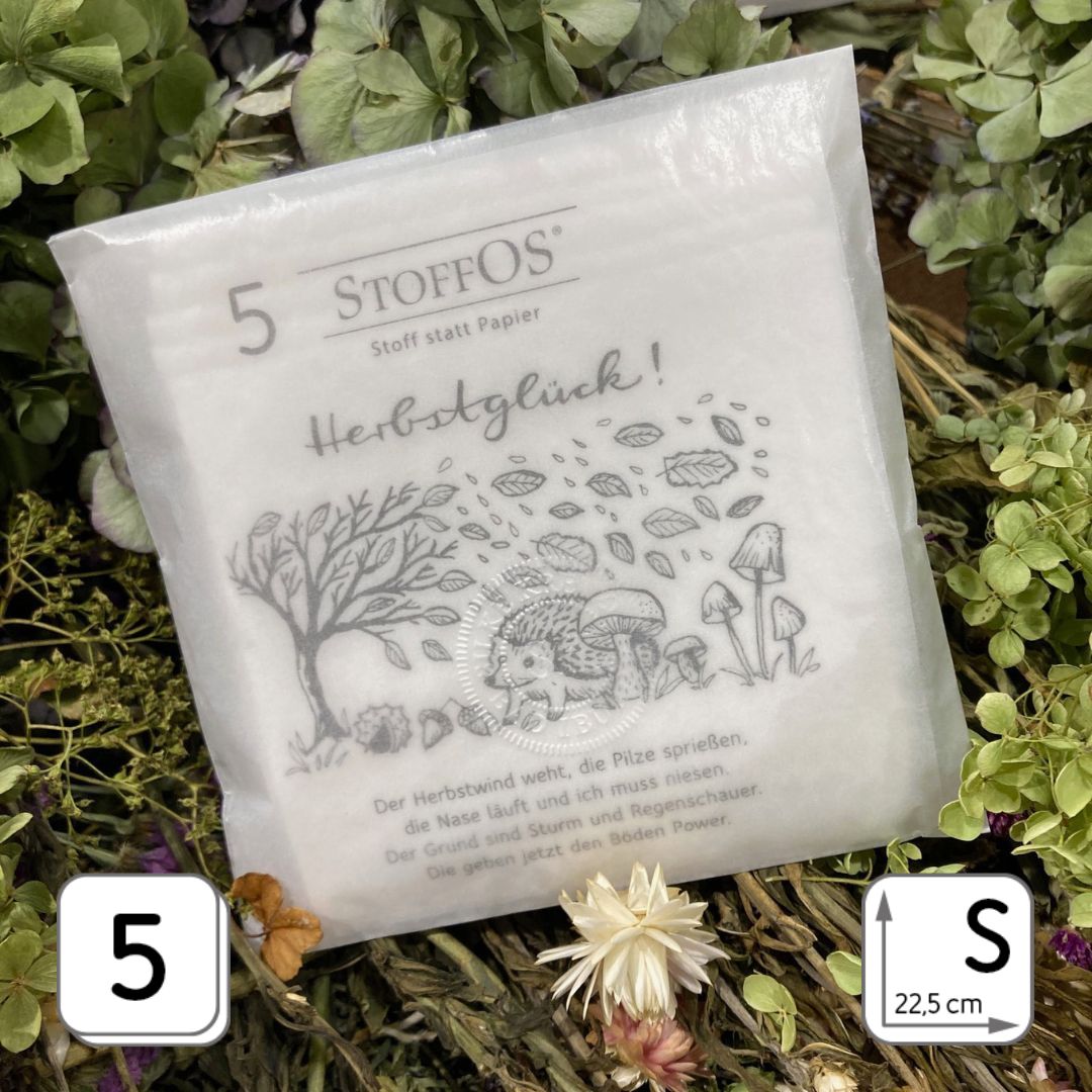 Stofftaschentücher, weiß, S Verpackungs-Motiv Herbstglück mit Gedicht