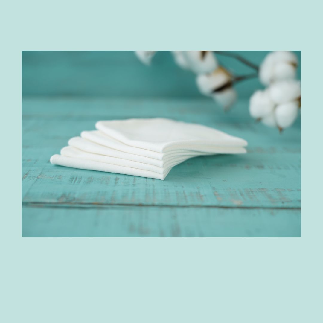 Cloth handkerchiefs, white, set of 5, 22.5 x 22.5 cm StoffOS packaging motif PUR or COTTON TWIG