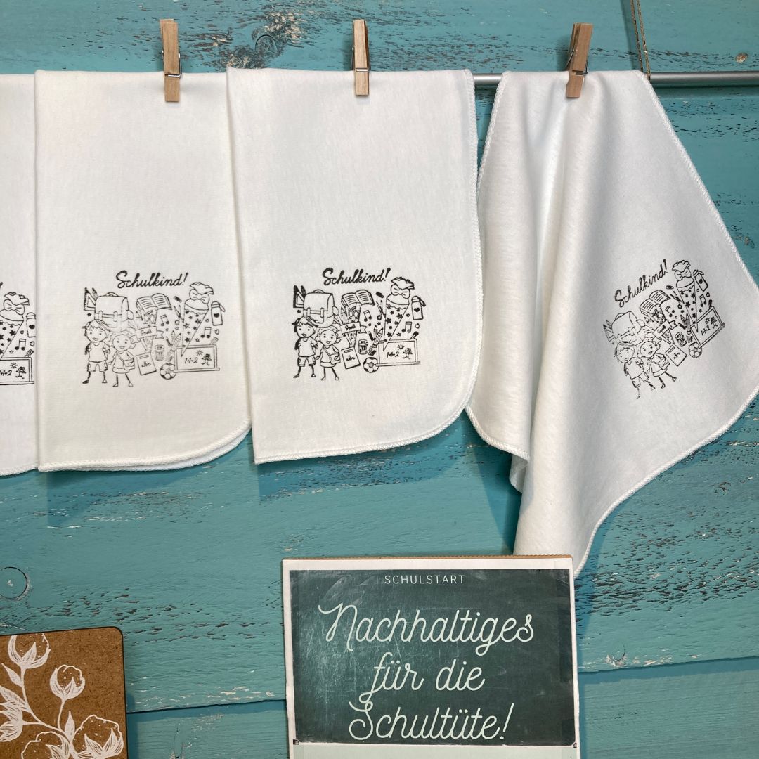 Handkerchiefs HANDPRINTED Set of 5, 22.5 x 22.5 cm, motif Hatschi organic cotton