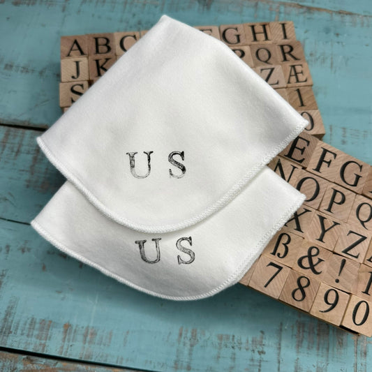 Stofftaschentuch individualisiert Handdruck mit Initialen