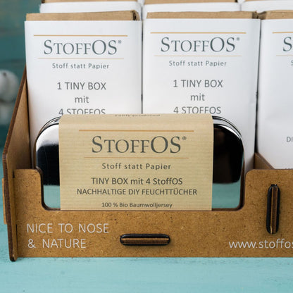 Tiny stainless steel box with 4 StoffOS