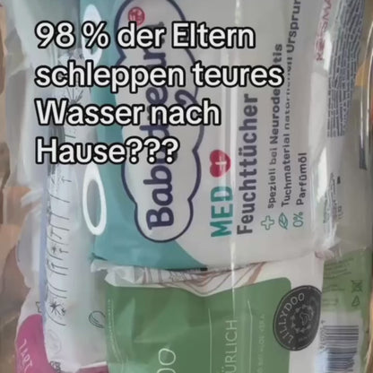Baby-Pflege-Feuchttücher, waschbar, HANDDRUCK  "BEST BUDDY" in 4er Tiny Box