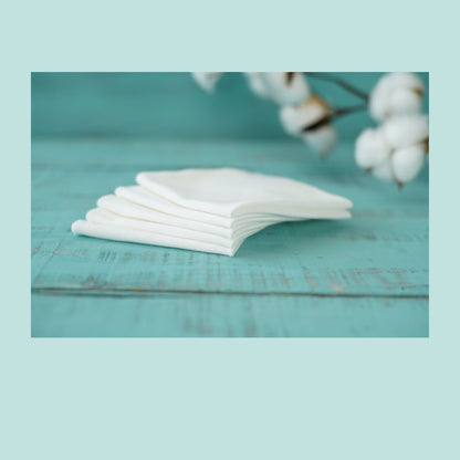 Cloth handkerchiefs, white, 21.5 x 21.5 cm Set of 4 in stainless steel Tiny Box for DIY wet wipes